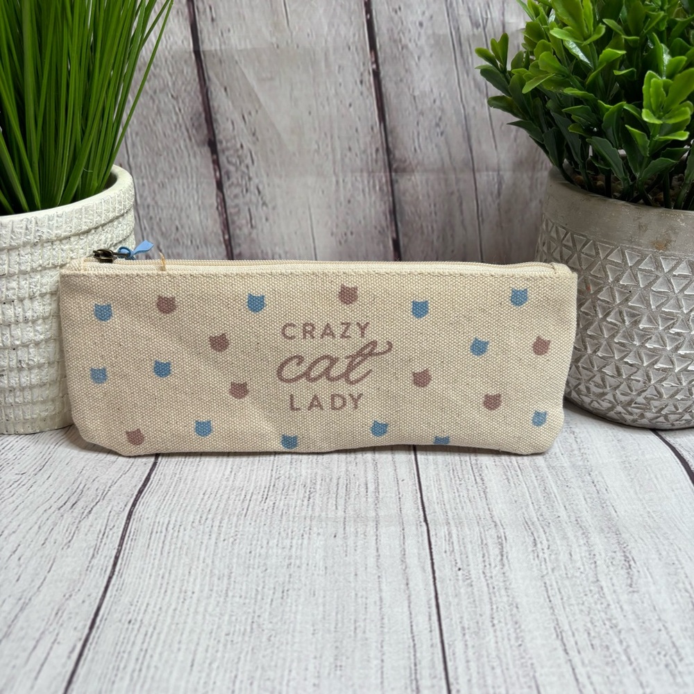 Crazy Cat Lady Canvas Zip Top Pencil Pouch